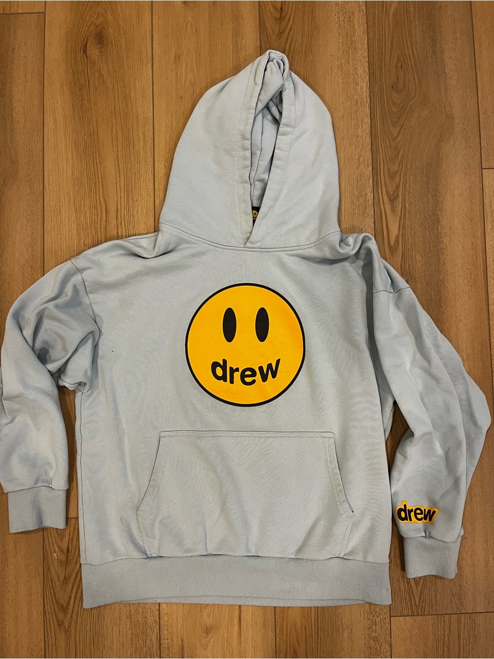 DREW Light blue Pullover Hoodie with Yellow Smiley- medium